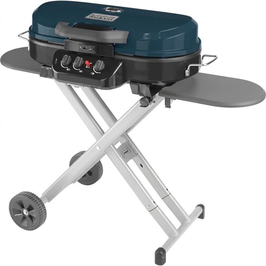 Coleman RoadTrip 285 Portable Stand-Up Propane Grill with 3 Adjustable Burners & Instastart Ignition, 20,000 BTUs of Power for Outdoor Cooking, Camping, Tailgating, Grilling, BBQs, & More